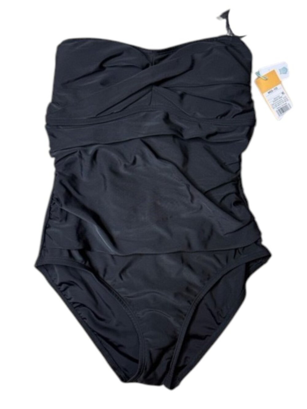 Kona Sol One Piece Swimsuit Black Lace Up Back Medium NWT